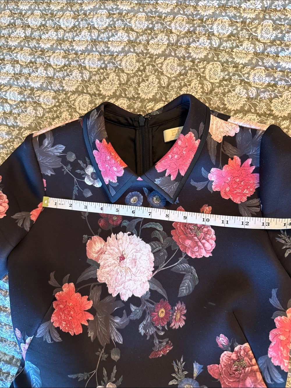 ERIN by Erin Fetherston Black Floral Long-Sleeve Fit & Flare‎ Dress - Picture 3 of 6